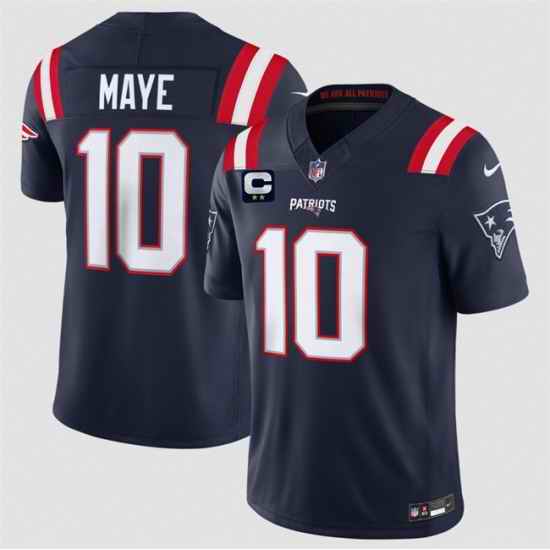 Men New England Patriots 10 Drake Maye Navy 2026 F U S E 2 Star C Pach Vapor Limited Stitched Football Jersey