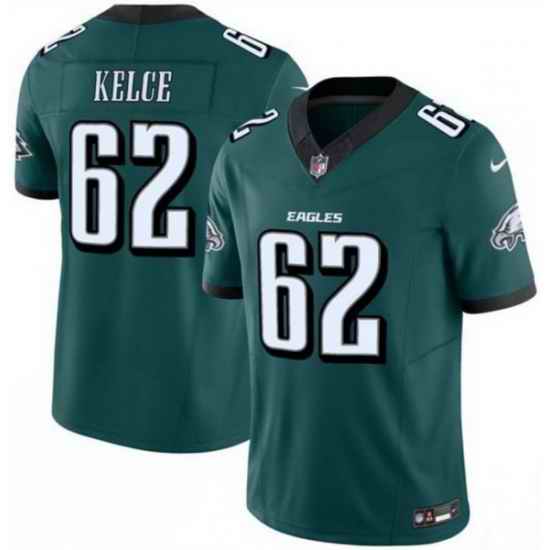 Men Philadelphia Eagles 62 Jason Kelce Green 2024 F U S E  Vapor Untouchable Limited Throwback Stitched Football Jersey