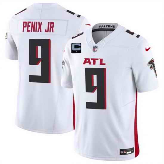 Men Atlanta Falcons 9 Michael Penix Jr White 2025 F U S E  With 1 Star C Patch Vapor Untouchable Limited Stitched Football Jersey