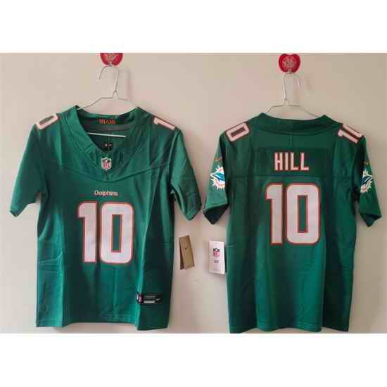 Women Miami Dolphins 10 Tyreek Hill Aqua F U S E Vapor Untouchable Stitched Jersey