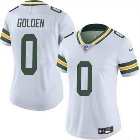 Women Green Bay Packers 0 Matthew Golden White 2025 Draft Vapor Untouchable Limited Stitched Football Jersey