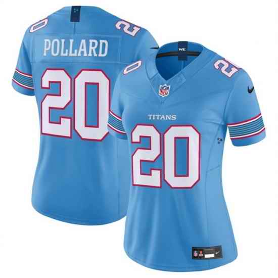 Women Tennessee Titans  20 Tony Pollard Light Blue 2026 F U S E  Vapor Limited Stitched Football Jersey