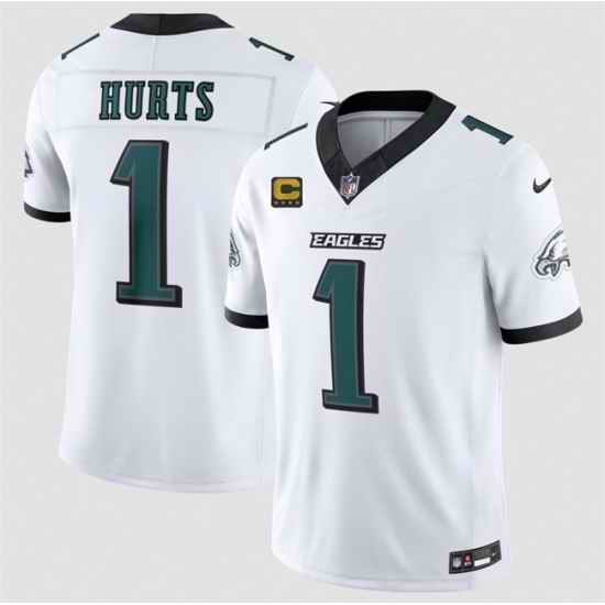 Men Philadelphia Eagles 1 Jalen Hurts White 2026 F U S E 4 Star C Patch Vapor Untouchable Limited Stitched Football Jersey