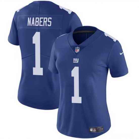Women New York Giants 1 Malik Nabers Blue Vapor Stitched Jersey