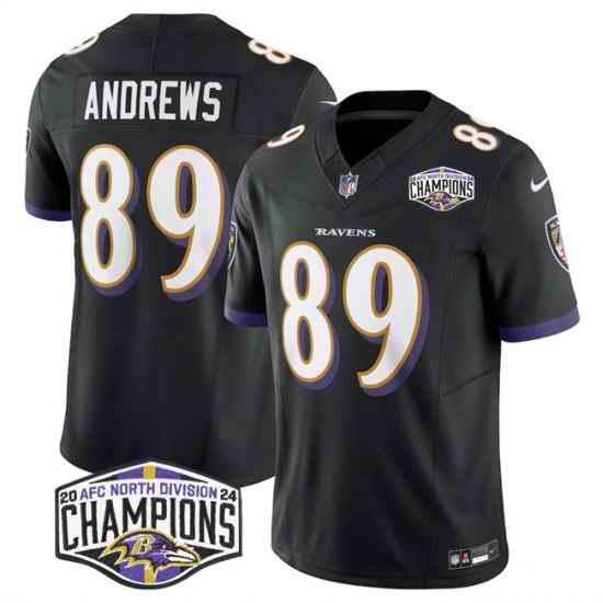 Men Baltimore Ravens 89 Mark Andrews Black F U S E 2024 AFC North Division Champions Vapor Limited Football Jersey