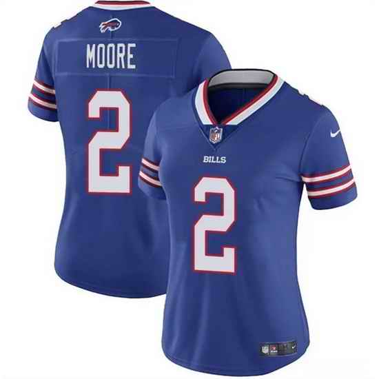 Women Buffalo Bills  2 D J  Moore Blue Vapor Stitched Football Jersey