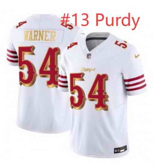 Men San Francisco 49ers Brock Purdy #13 White Gold 2025 F U S E Rivalries Vapor Limited Stitched Football Jersey