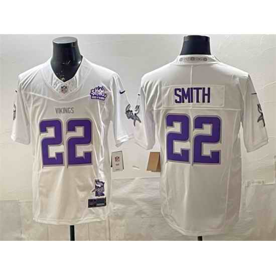 Men Minnesota Vikings 22 Harrison Smith White 2025 F U S E  Winter Warrior Skol Patch Vapor Limited Stitched Football Jersey