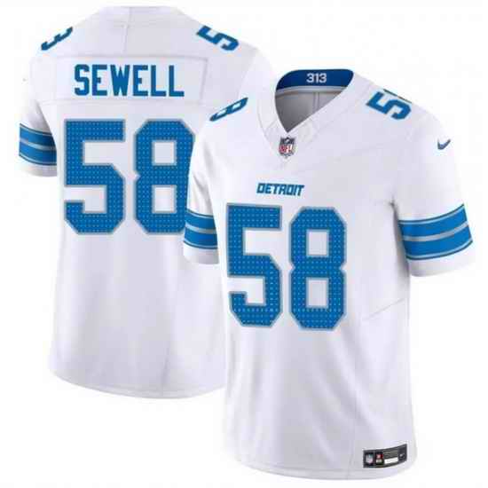 Men Detroit Lions 58 Penei Sewell White 2025 F U S E  Vapor Limited Stitched Jersey