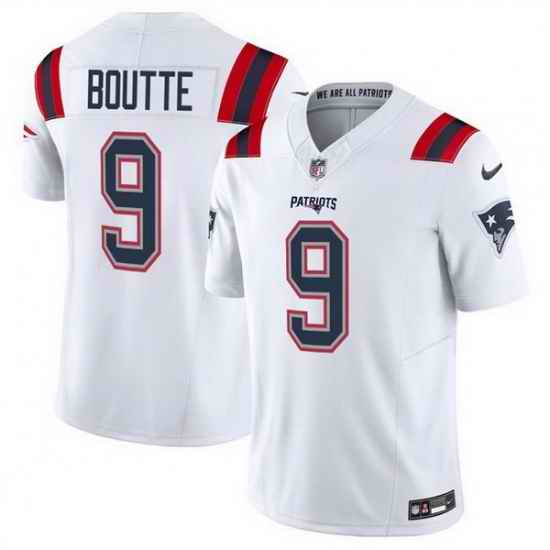 Men New England Patriots 9 Kayshon Boutte White 2025 F U S E  Vapor Limited Stitched Football Jersey