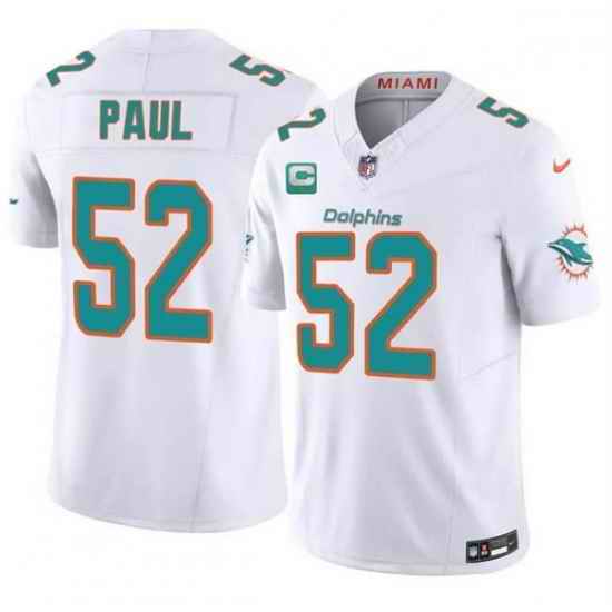 Men Miami Dolphins 52 Patrick Paul White 2026 F U S E 1 Star C Patch Vapor Limited Stitched Football Jersey