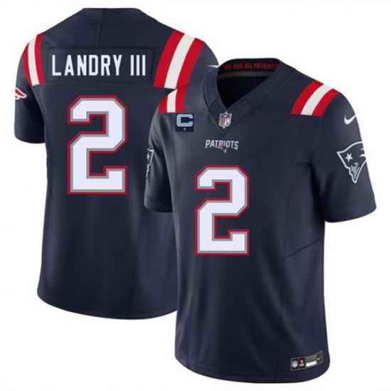 Men New England Patriots 2 Harold Landry III Navy 2025 F U S E  With 1 Star C Patch Vapor Limited Stitched Football Jersey