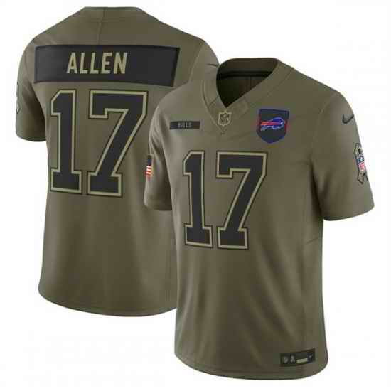 Men Buffalo Bills 17 Josh Allen Olive 2025 Salute to Service Limited Stitched Football Jersey