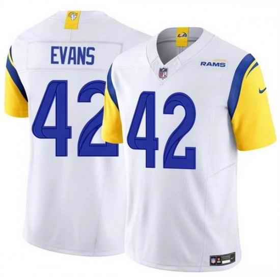 Men Los Angeles Rams 42 Ethan Evans White 2025 F U S E  Vapor Untouchable Stitched Football Jersey