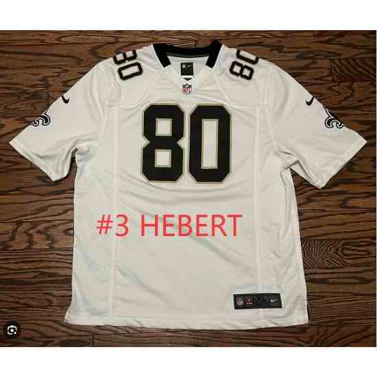 Men Saints #3 HEBERT White Throwback Sttiched Jersey