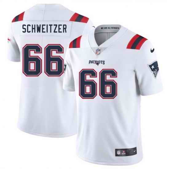 Men New England Patriots 66 Wes Schweitzer White 2025 Vapor Limited Stitched Football Jersey
