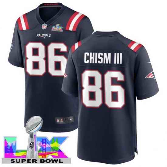 Men Women youth New England Patriots #86 Efton Chism III 2025 2026 Super Bowl LX F U S E Stitched NFL Jersey Blue