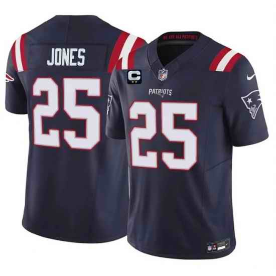 Men New England Patriots 25 Marcus Jones Navy 2026 F U S E 2 Star C Pach Vapor Limited Stitched Football Jersey