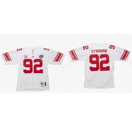 Men Michael Strahan New York Giants White 2007 Super Bowl XLII Authentic Jersey