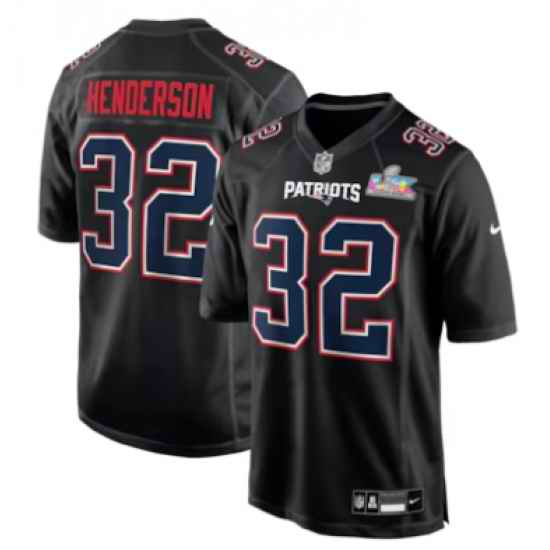 TreVeyon Henderson New England Patriots Nike Super Bowl LX Patch Carbon Fashion Game Jersey Black