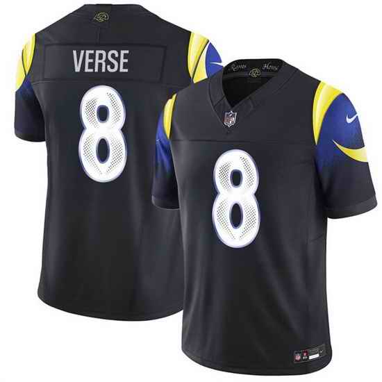 Men Los Angeles Rams 8 Jared Verse Black 2025 F U S E Rivalries Vapor Limited Stitched Football Jersey
