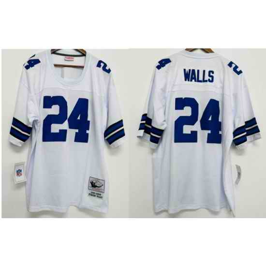 Mitchell and Ness Dallas Cowboys 24 Everson Walls Authentic White 1995 Throwback NFL Jersey