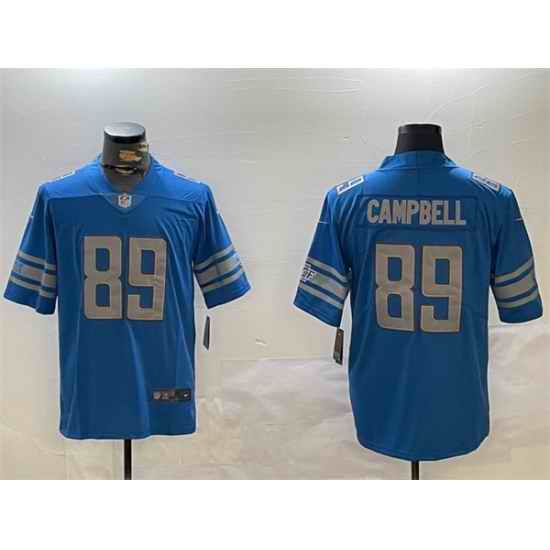 Men Detroit Lions 89 Dan Campbell Blue Vapor Untouchable Limited Stitched Football Jersey