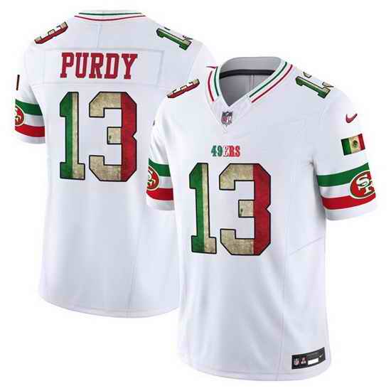 Men San Francisco 49ers 13 Brock Purdy White 2025 F U S E  Mexico Vapor Limited Stitched Football Jersey