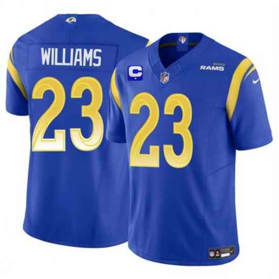 Men Los Angeles Rams 23 Kyren Williams Blue 2025 F U S E  With 1 Star C Patch Vapor Untouchable Stitched Football Jersey