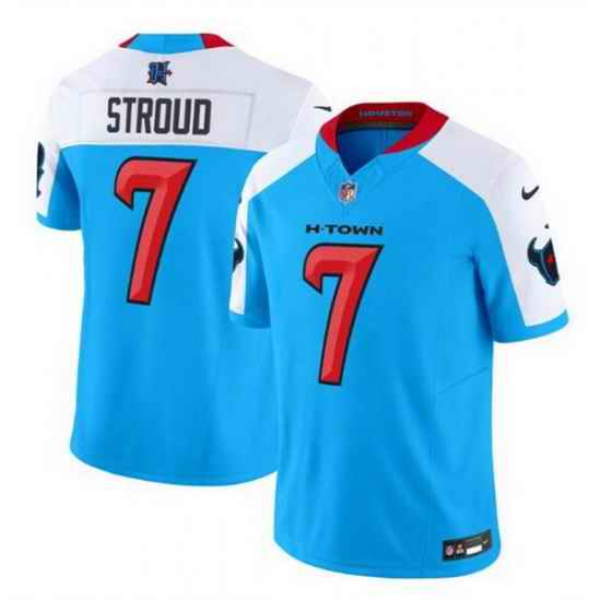 Men Houston Texans 7 C J  Stroud Blue White F U S E  Vapor Limited Stitched Jersey