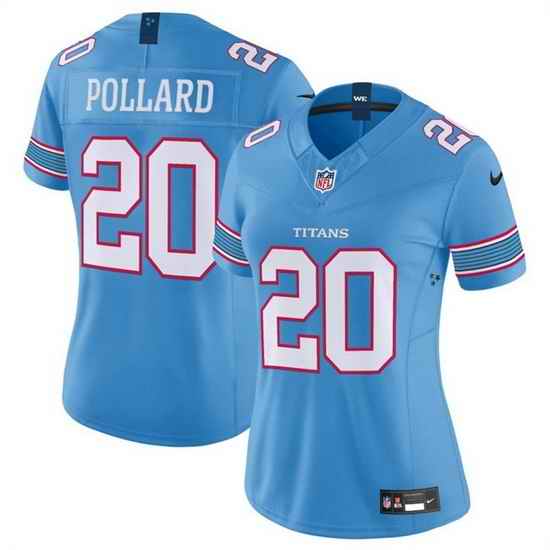 Women Tennessee Titans  20 Tony Pollard Light Blue 2026 F U S E  Vapor Limited Stitched Football Jersey