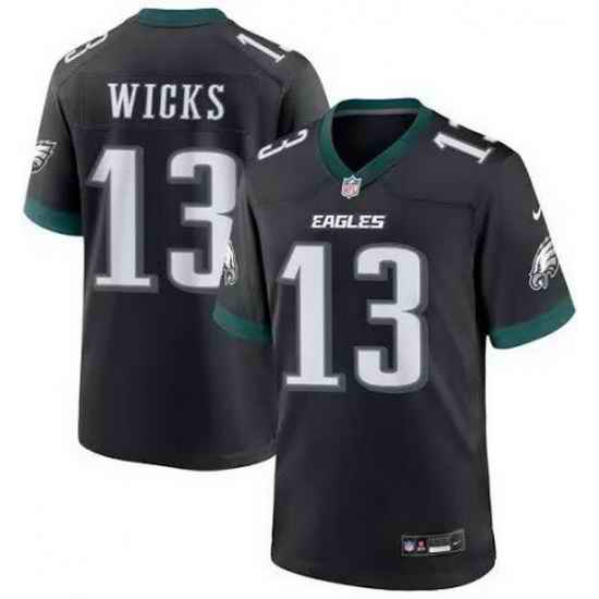 Men Eagles #13 WICKS Black F U S E Stitched Jersey