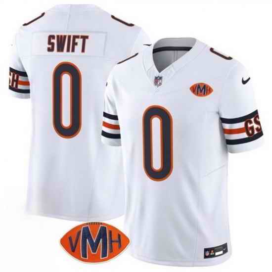Men Chicago Bears 0 D 27Andre Swift White 2025 F U S E  With VMH Patch Vapor Untouchable Limited Stitched Football Jersey