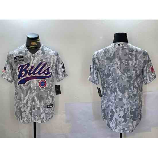 Men Buffalo Bills Blank 2024 Arctic Camo Salute To Service Stitched Baseball Jersey 1