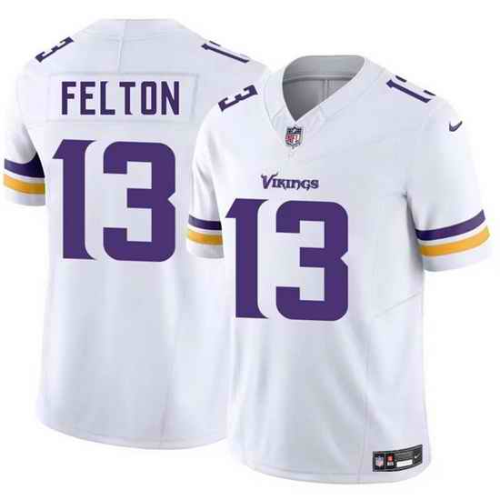 Men Minnesota Vikings 13 Tai Felton White 2025 Draft F U S E  Vapor Untouchable Limited Stitched Jersey