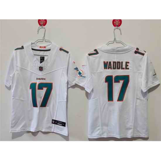 Women Miami Dolphins 17 Jaylen Waddle White F U S E Vapor Untouchable Stitched Jersey
