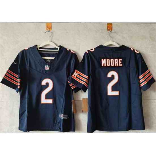 Women Chicago Bears 2 DJ Moore Navy 2024 F U S E Vapor Stitched Jersey