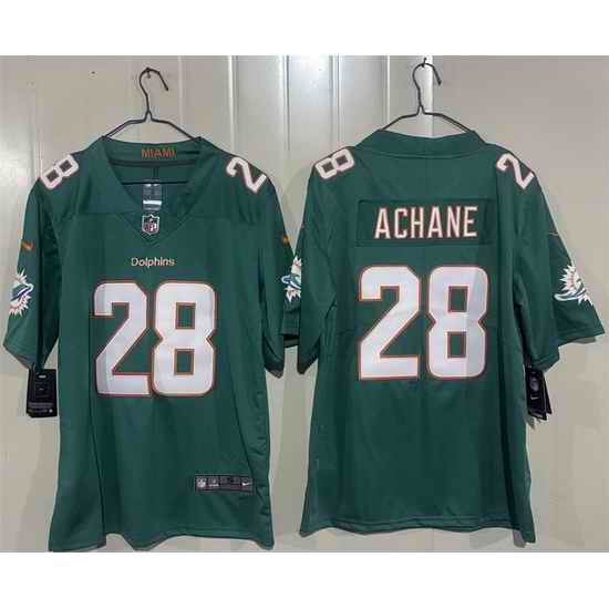 Men Miami Dolphins  28 DeVon Achane Aqua 2026 Vapor Limited Stitched Football Jersey