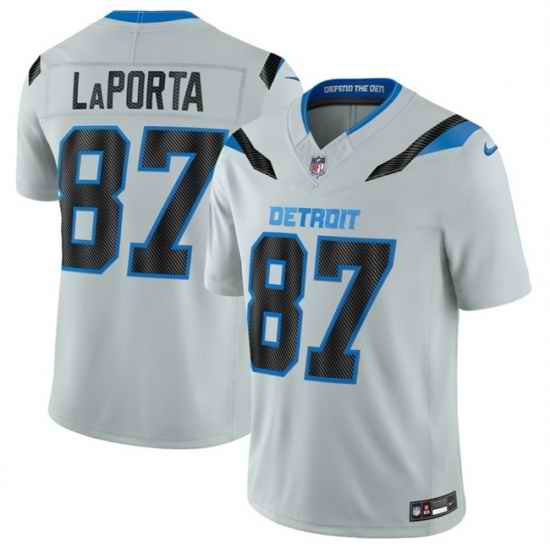 Men Detroit Lions  87 Sam LaPorta Silver 2026 F U S E  Rivalries Collection Limited Stitched Football Jersey