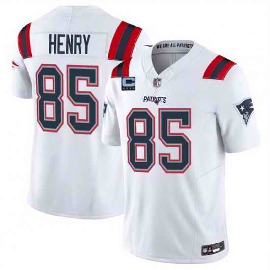 Men New England Patriots 85 Hunter Henry White 2025 F U S E  With 4 Star C Patch Vapor Limited Stitched Football Jersey