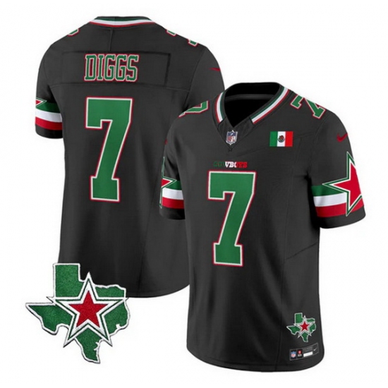 Men Dallas Cowboys 7 Trevon Diggs 2024 Mexico Black F U S E  Stitched Football Jersey
