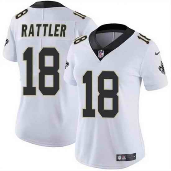 Women New Orleans Saints 18 Spencer Rattler White Vapor Stitched Game Jersey