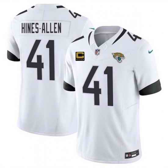 Men Jacksonville Jaguars 41 Josh Hines Allen White 2025 F U S E  With 4 Star C Patch Vapor Limited Stitched Football Jersey