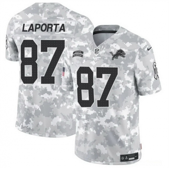 Men Detroit Lions 87 Sam LaPorta 2024 F U S E Arctic Camo Salute To Service Limited Stitched Football Jersey
