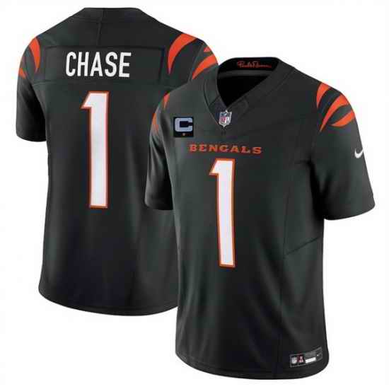 Men Cincinnati Bengals 1 Ja 27Marr Chase Black 2025 F U S E  With 1 Star C Patch Vapor Untouchable Limited Stitched Football Jersey