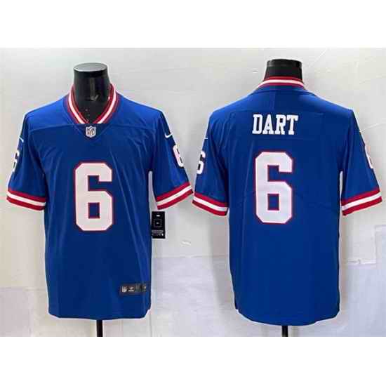Men New York Giants 6 Jaxson Dart Royal 2025 Draft Vapor Untouchable Classic Retired Player Stitched Jersey