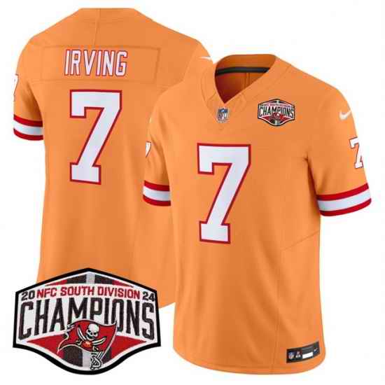 Men Tampa Bay Buccaneers 7 Bucky Irving Orange F U S E  2024 NFC South Champions Limited Stitched Jersey