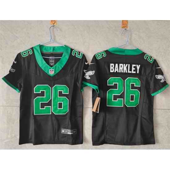 Women Philadelphia Eagles 26 Saquon Barkley Black Throwback F U S E  Vapor Untouchable Limited Stitched Football Jersey