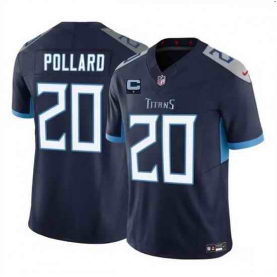 Men Tennessee Titans 20 Tony Pollard Navy 2025 F U S E  With 1 Star C Patch Vapor Limited Stitched Football Jersey