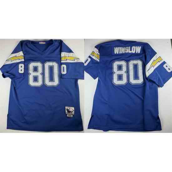 Men Los Angeles Chargers  80 Kellen Winslow Blue 1981 Throwback Stitched Football Jersey